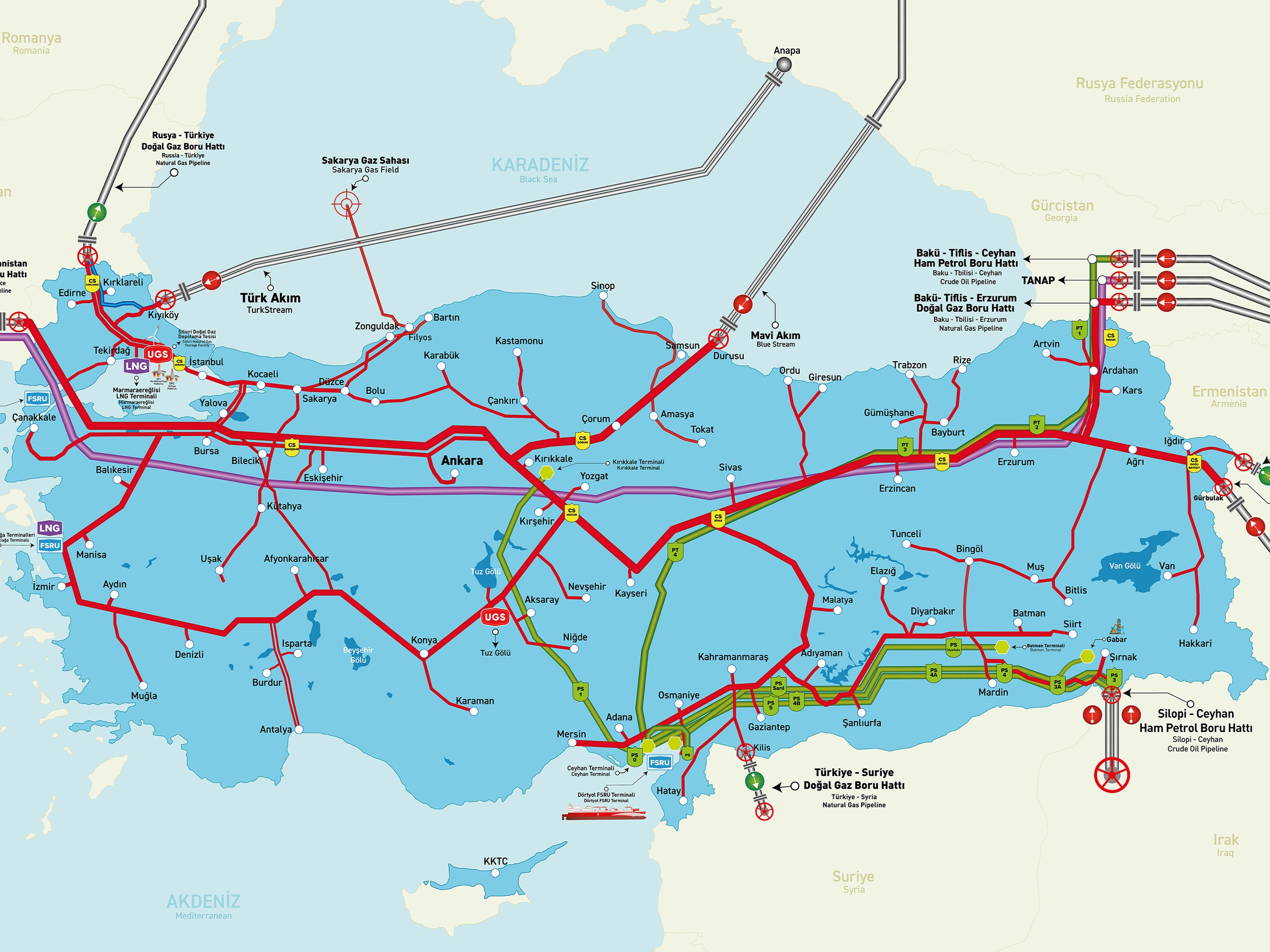 BOTAŞ Türkiye Boru Hatları Haritası - Cedetaş